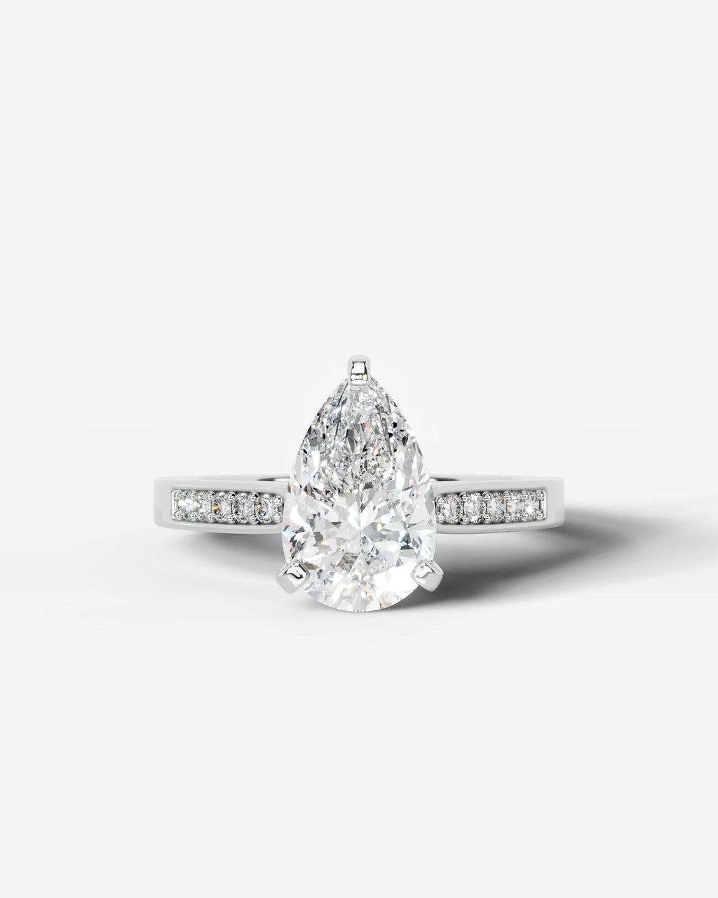 2 Carat Lab Grown Pear Cut Channel Set Sidestone Engagement Ring