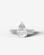 2 Carat Lab Grown Pear Cut Channel Set Sidestone Engagement Ring