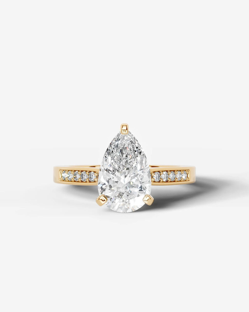2 Carat Lab Grown Pear Cut Channel Set Sidestone Engagement Ring
