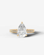 2 Carat Lab Grown Pear Cut Channel Set Sidestone Engagement Ring