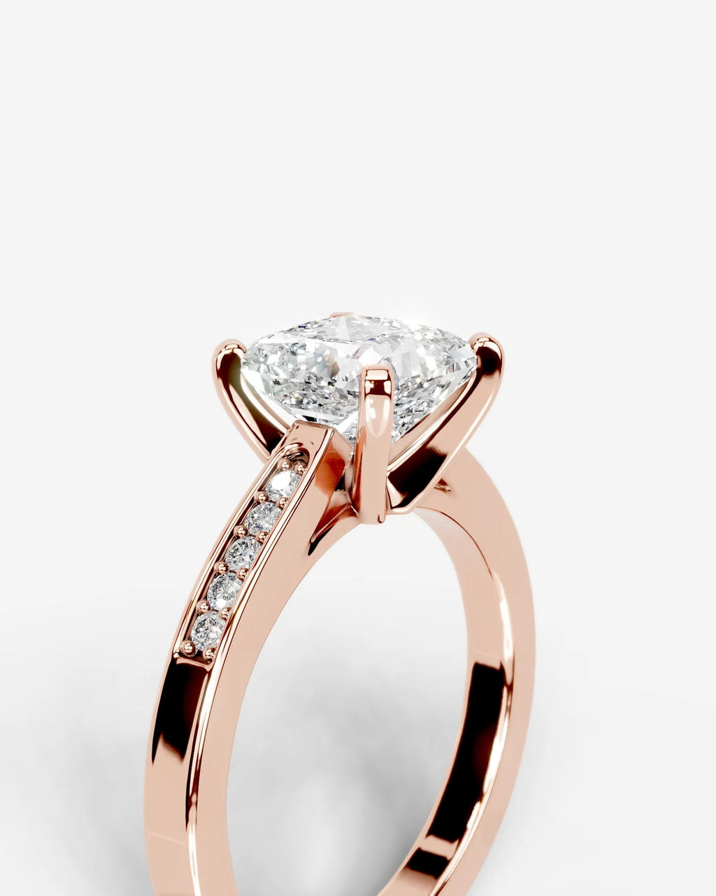 2 Carat Lab Grown Radiant Cut Channel Set Sidestone Engagement Ring
