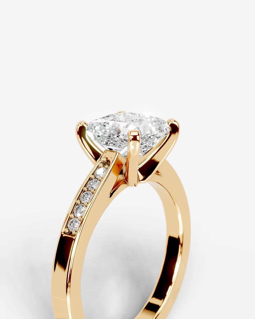 2 Carat Lab Grown Radiant Cut Channel Set Sidestone Engagement Ring