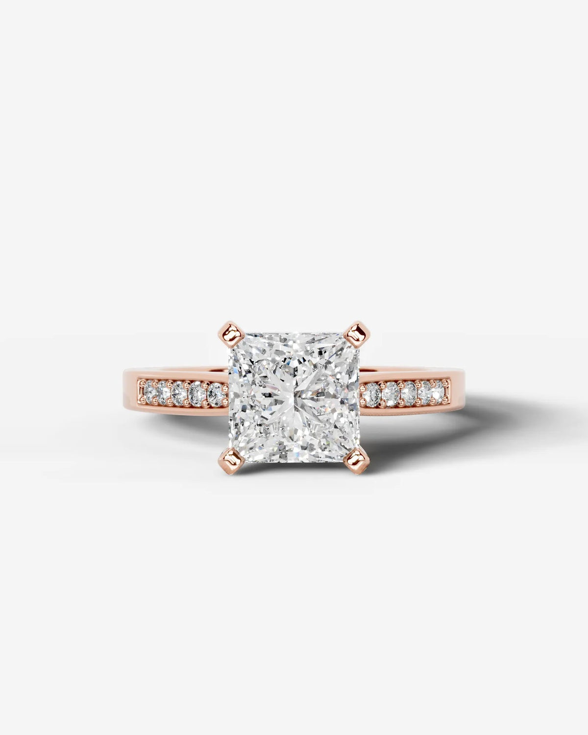 2 Carat Lab Grown Radiant Cut Channel Set Sidestone Engagement Ring