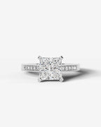 2 Carat Lab Grown Radiant Cut Channel Set Sidestone Engagement Ring