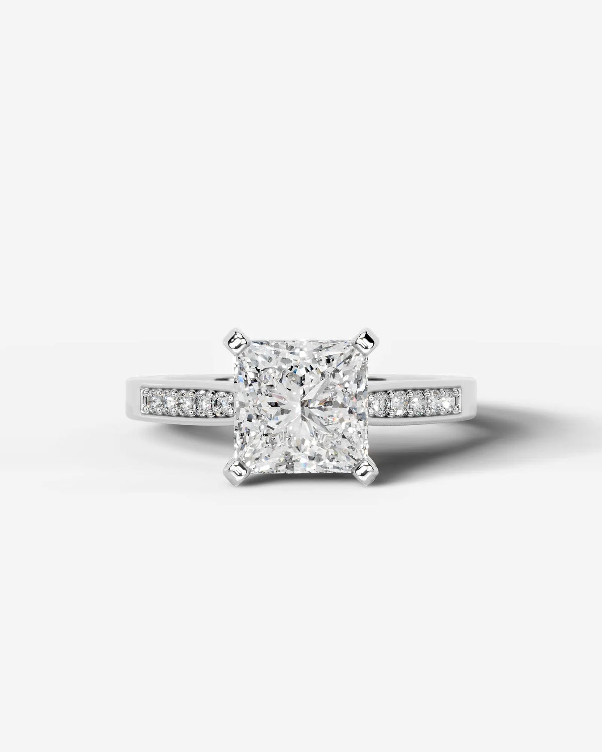2 Carat Lab Grown Radiant Cut Channel Set Sidestone Engagement Ring
