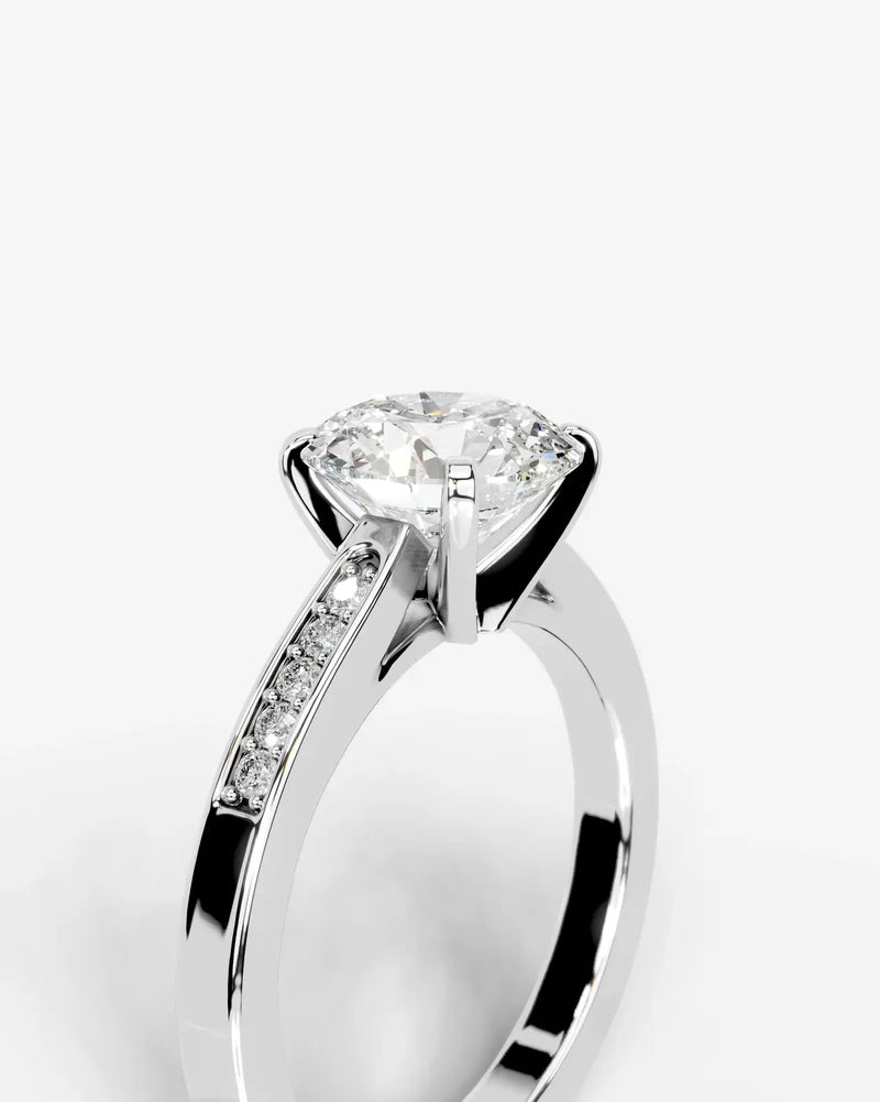 2 Carat Lab Grown Diamond Eleanor Round Cut Channel Set Sidestone Engagement Ring
