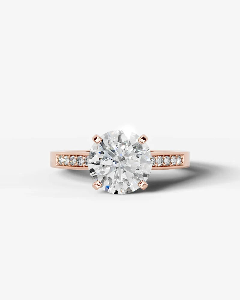2 Carat Lab Grown Diamond Eleanor Round Cut Channel Set Sidestone Engagement Ring