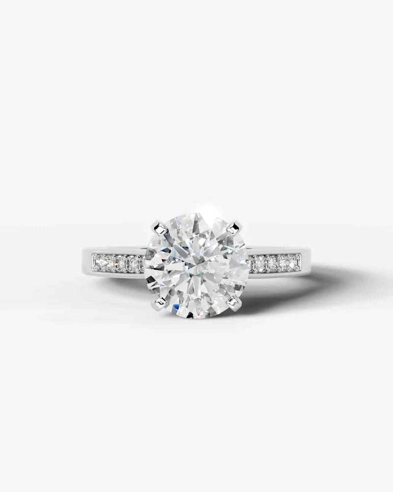 2 Carat Lab Grown Diamond Eleanor Round Cut Channel Set Sidestone Engagement Ring