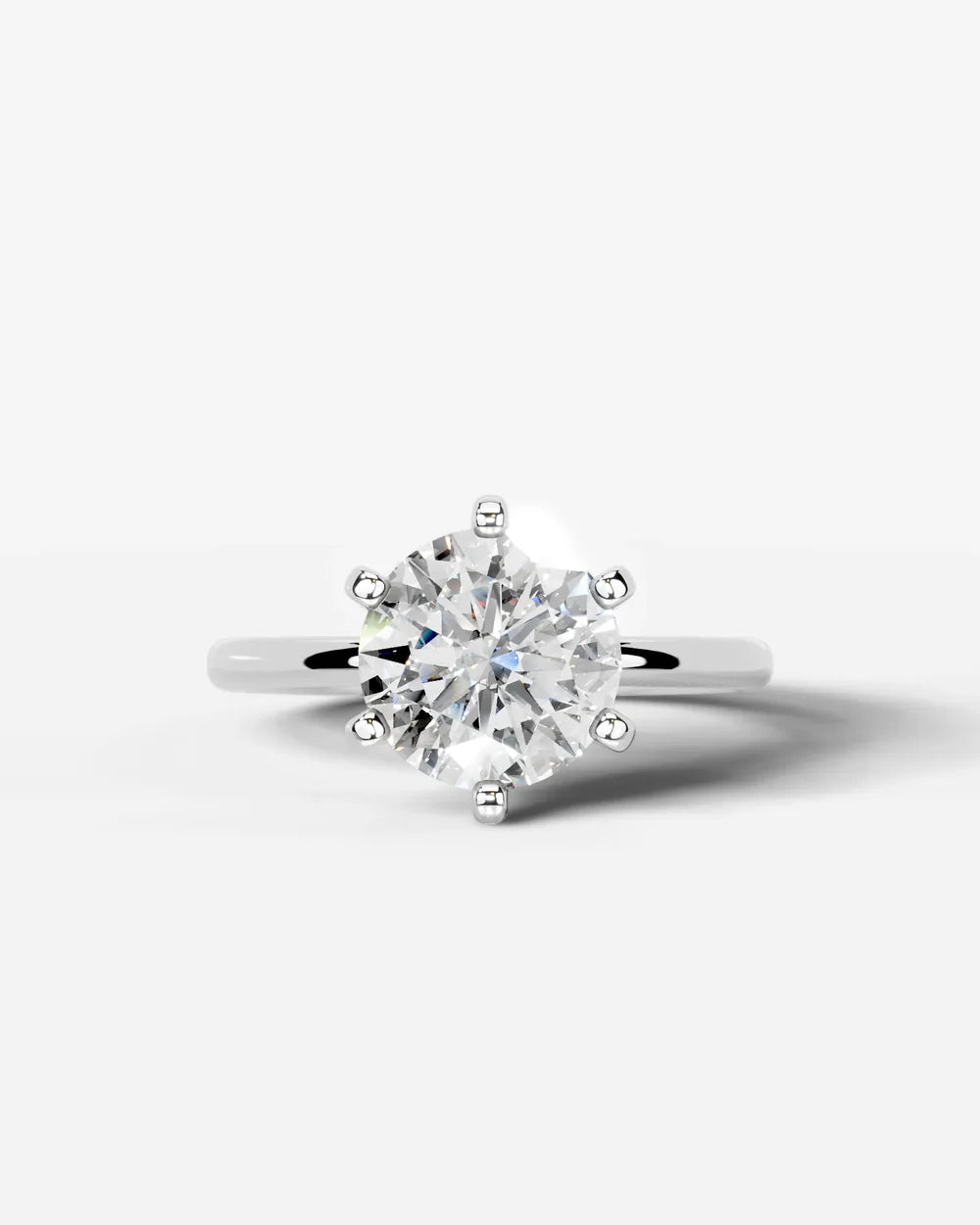 2 Carat Lab Grown Round Cut Diamond Six-Prong Solitaire Ring