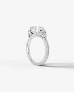 2 Carat Lab Grown Oval Cut Diamond Halo Three-Stone Ring