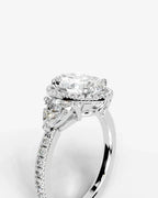 2 Carat Lab Grown Oval Cut Diamond Halo Three-Stone Ring