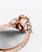 2 Carat Lab Grown Oval Cut Diamond Halo Three-Stone Ring