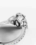 2 Carat Lab Grown Oval Cut Diamond Halo Three-Stone Ring