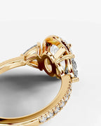 2 Carat Lab Grown Oval Cut Diamond Halo Three-Stone Ring