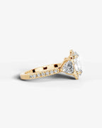 2 Carat Lab Grown Oval Cut Diamond Halo Three-Stone Ring