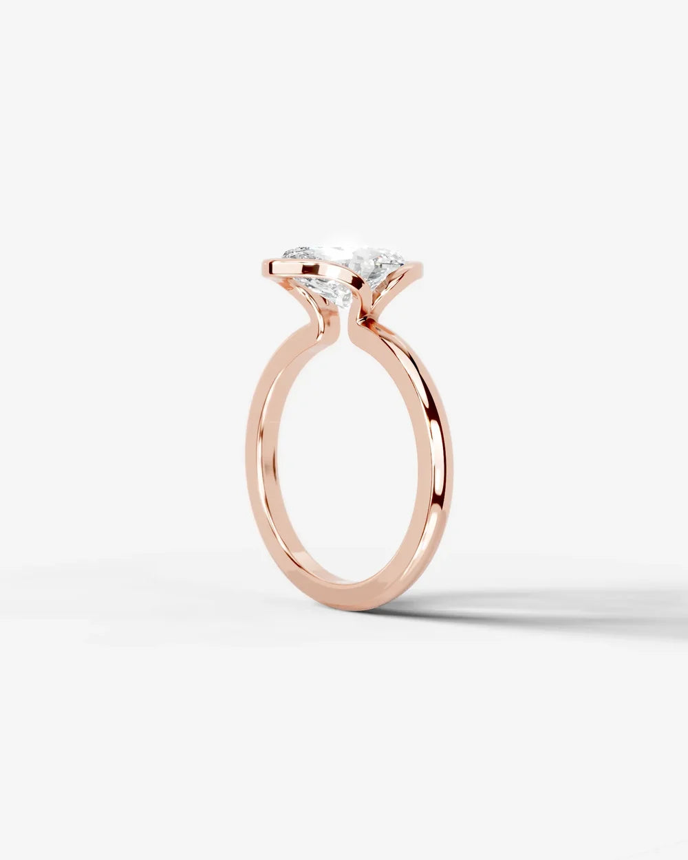 2 Carat Lab Grown Marquise Diamond Split Bezel Solitaire Ring