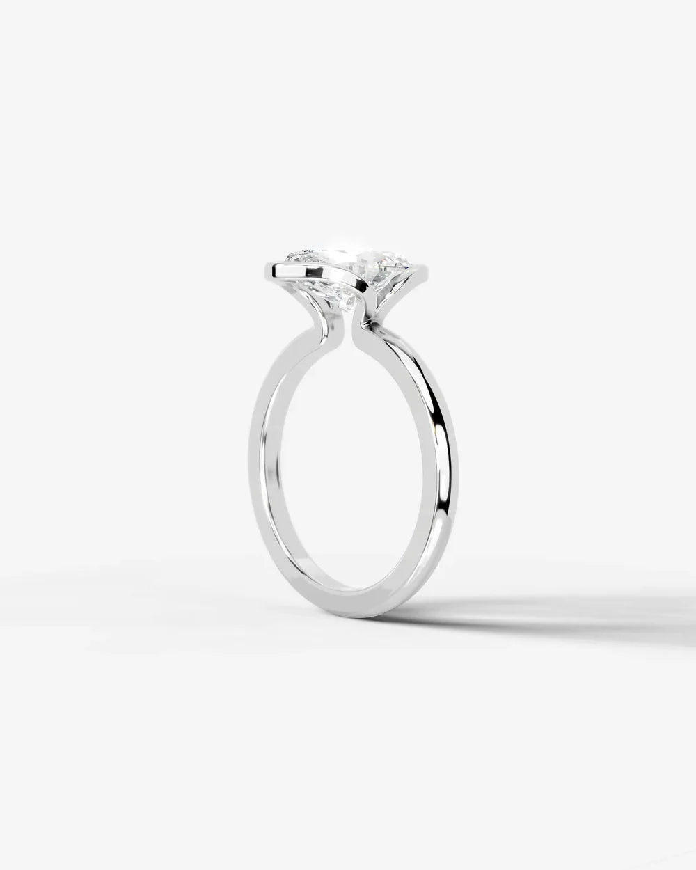2 Carat Lab Grown Marquise Diamond Split Bezel Solitaire Ring