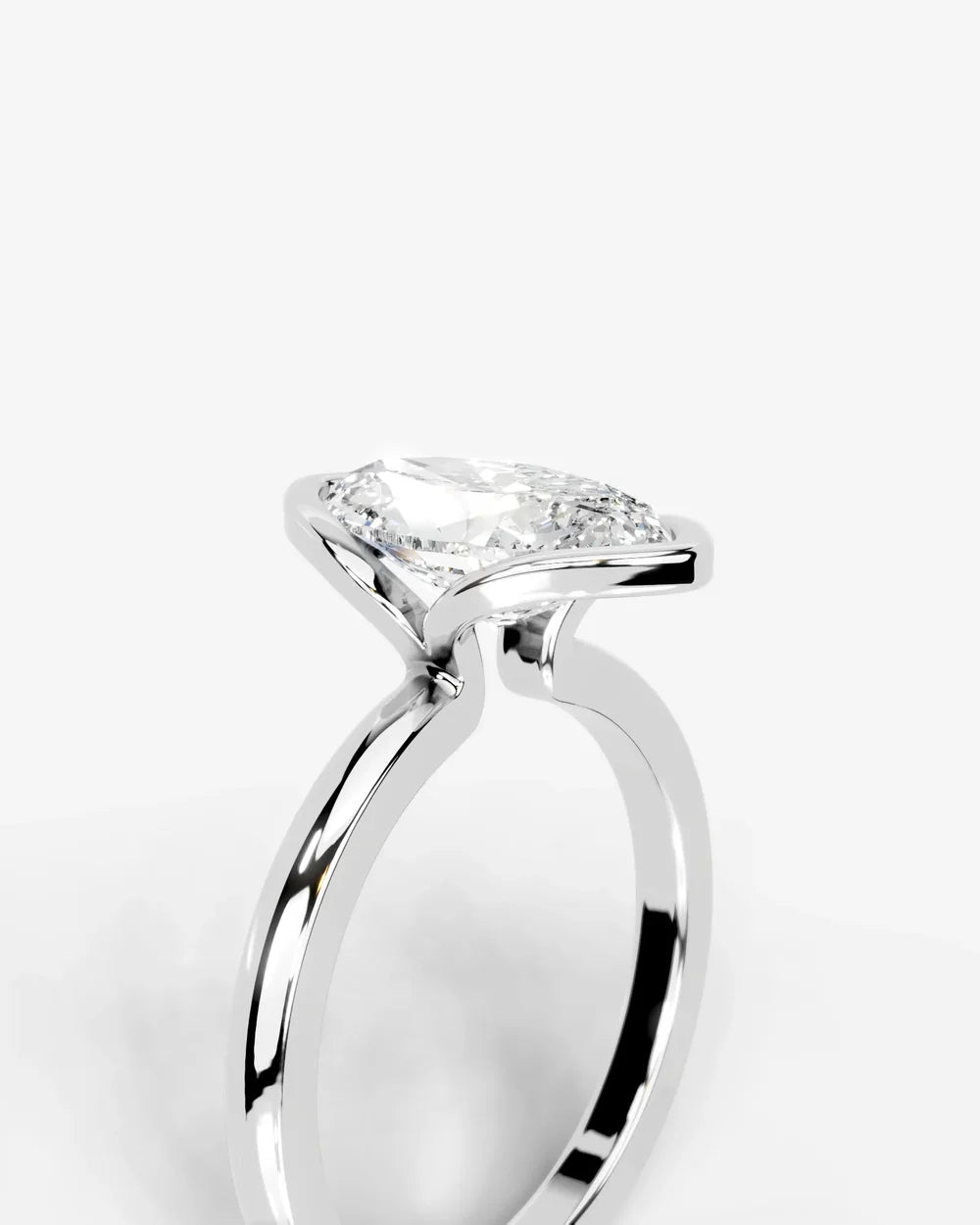 2 Carat Lab Grown Marquise Diamond Split Bezel Solitaire Ring