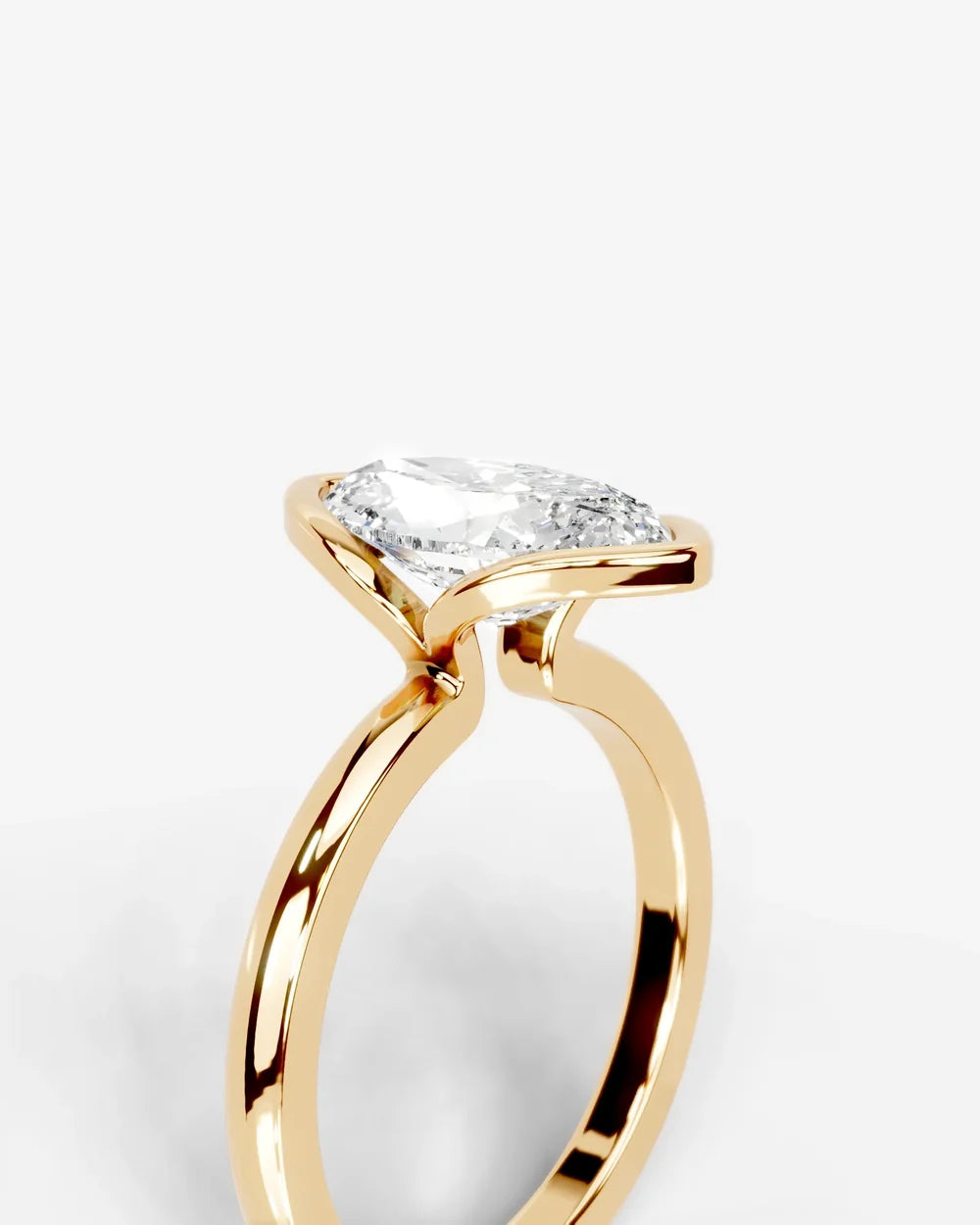 2 Carat Lab Grown Marquise Diamond Split Bezel Solitaire Ring