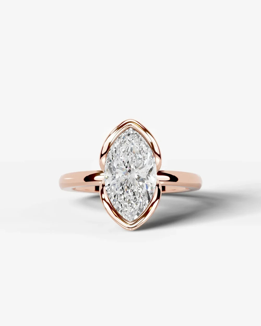 2 Carat Lab Grown Marquise Diamond Split Bezel Solitaire Ring