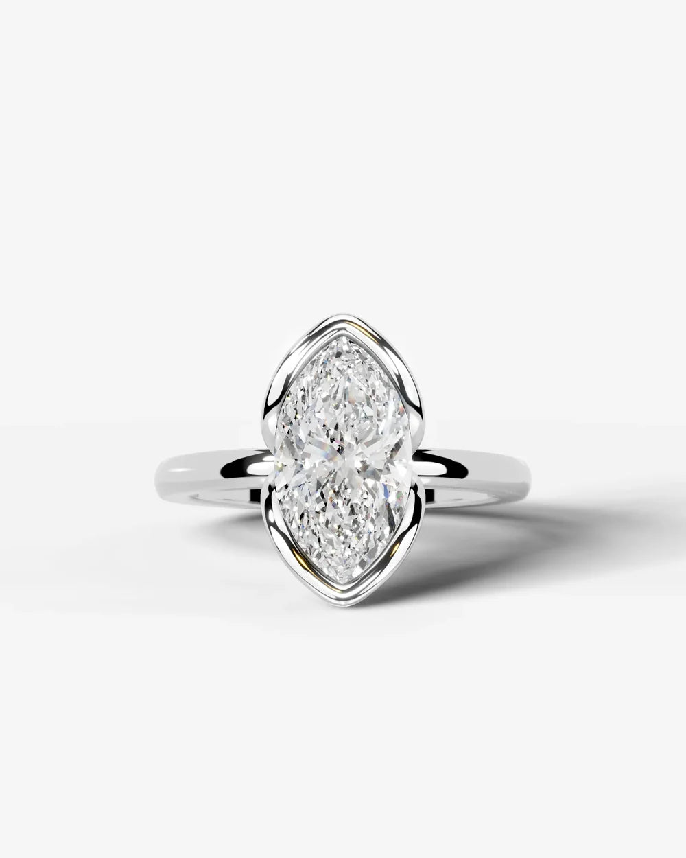 2 Carat Lab Grown Marquise Diamond Split Bezel Solitaire Ring