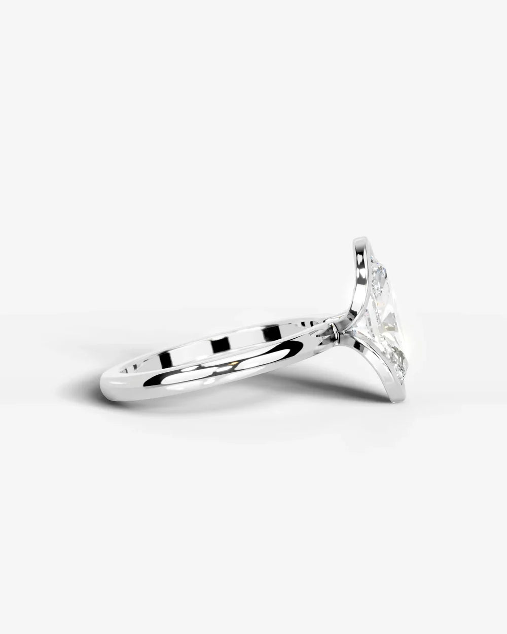 2 Carat Lab Grown Marquise Diamond Split Bezel Solitaire Ring