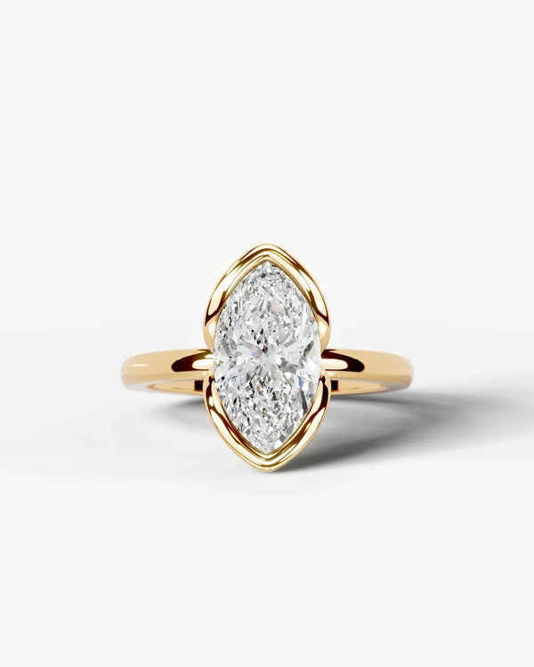 2 Carat Lab Grown Marquise Diamond Split Bezel Solitaire Ring