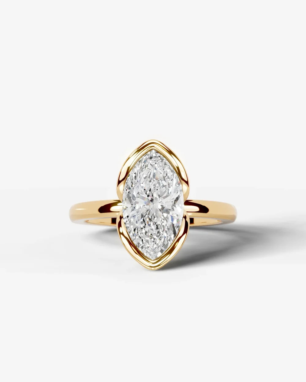 2 Carat Lab Grown Marquise Diamond Split Bezel Solitaire Ring
