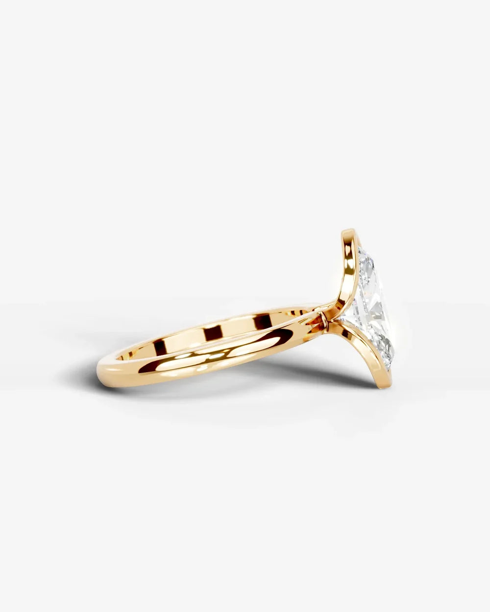 2 Carat Lab Grown Marquise Diamond Split Bezel Solitaire Ring