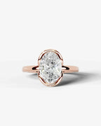 2 Carat Lab Grown Oval Diamond Sculpted Bezel Solitaire Ring
