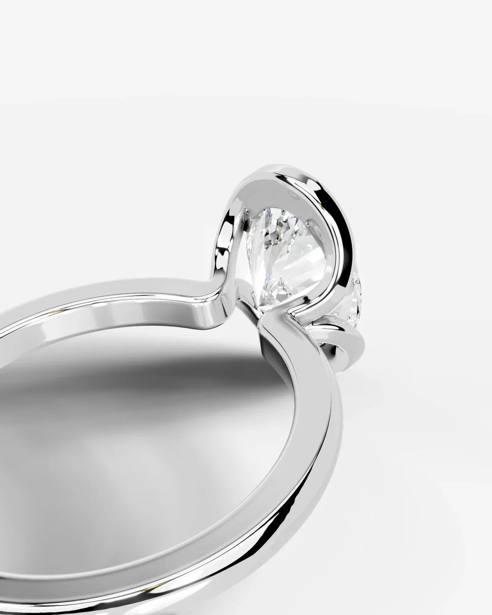 2 Carat Lab Grown Oval Diamond Sculpted Bezel Solitaire Ring