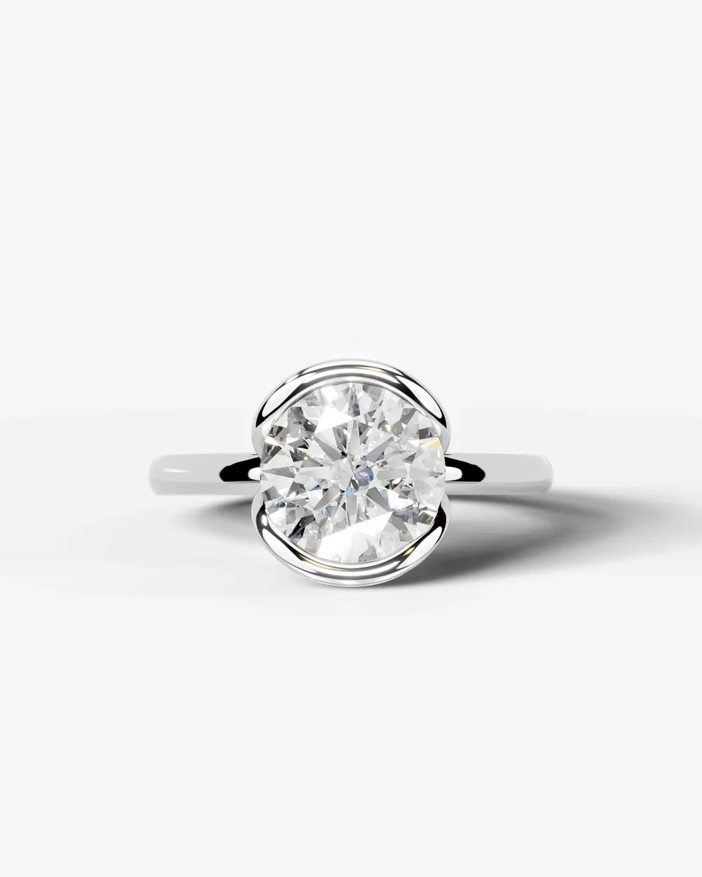 2 Carat Lab Grown Round Diamond Floating Bezel Ring
