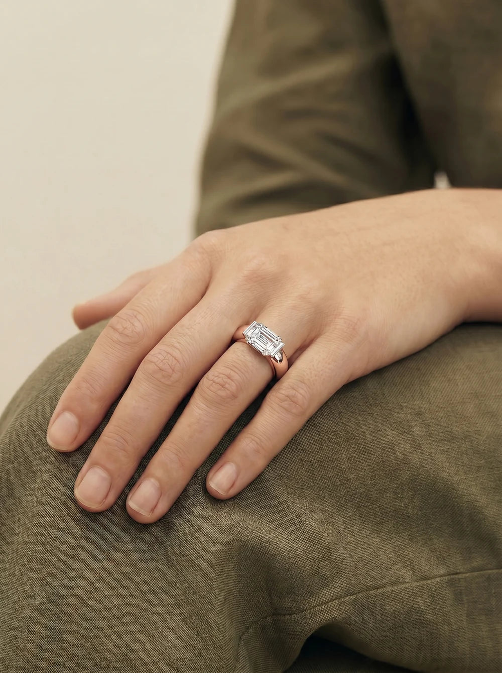 2 Carat Lab Grown Emerald Cut Diamond Gold Ring