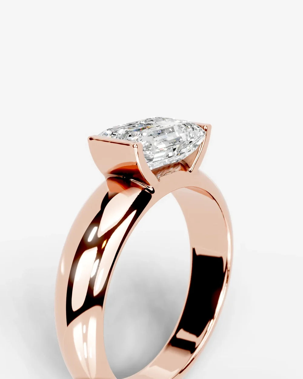 2 Carat Lab Grown Emerald Cut Diamond Gold Ring