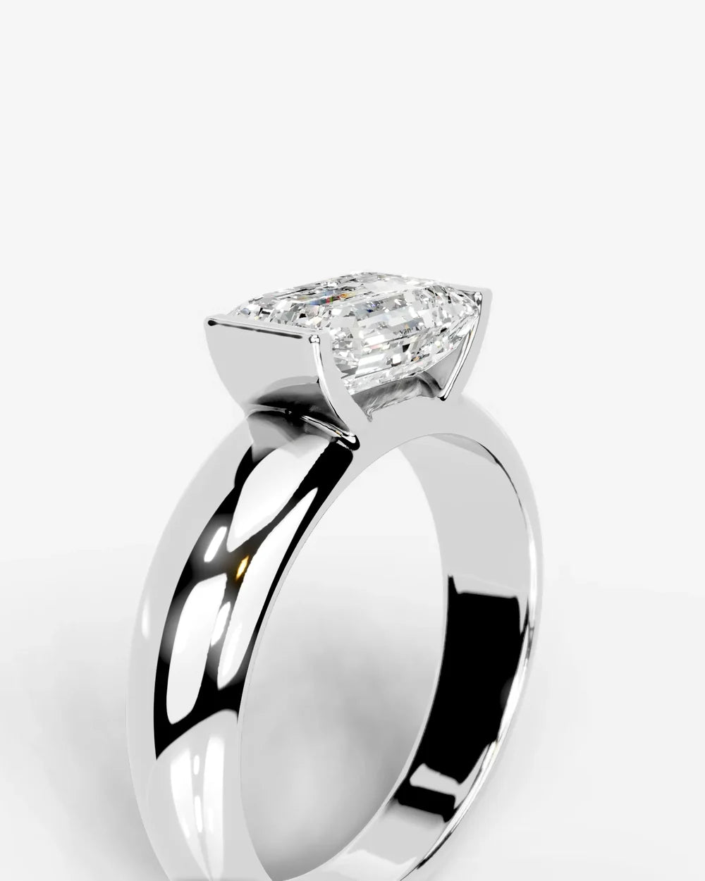 2 Carat Lab Grown Emerald Cut Diamond Gold Ring