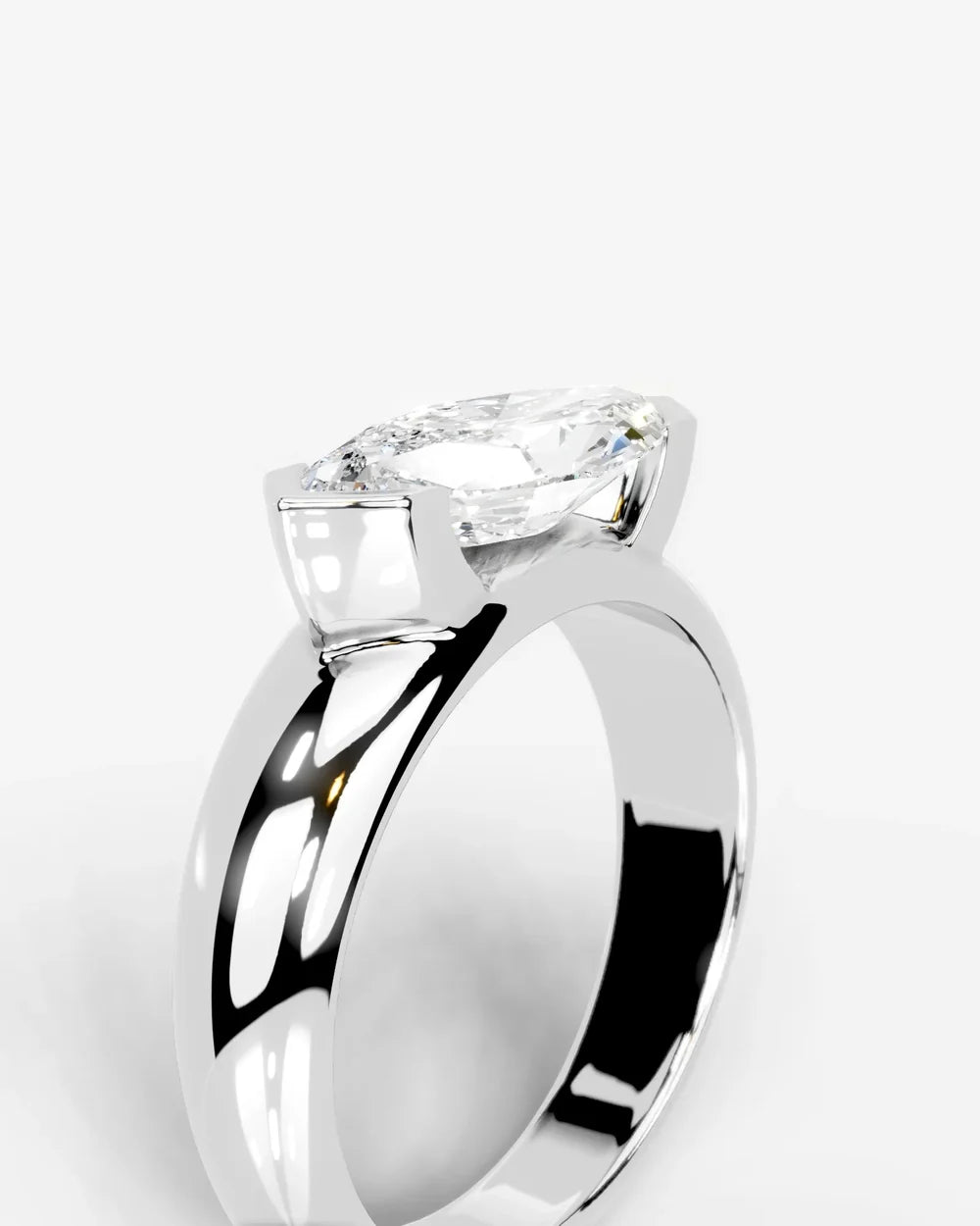 2 Carat Lab Grown Marquise Cut Diamond Gold Ring