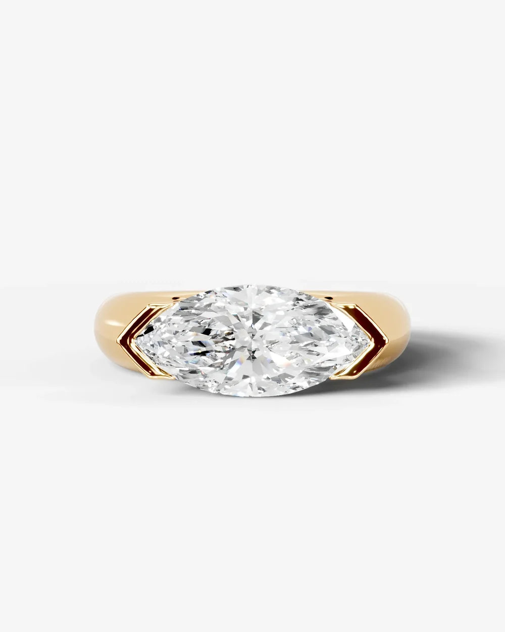 2 Carat Lab Grown Marquise Cut Diamond Gold Ring