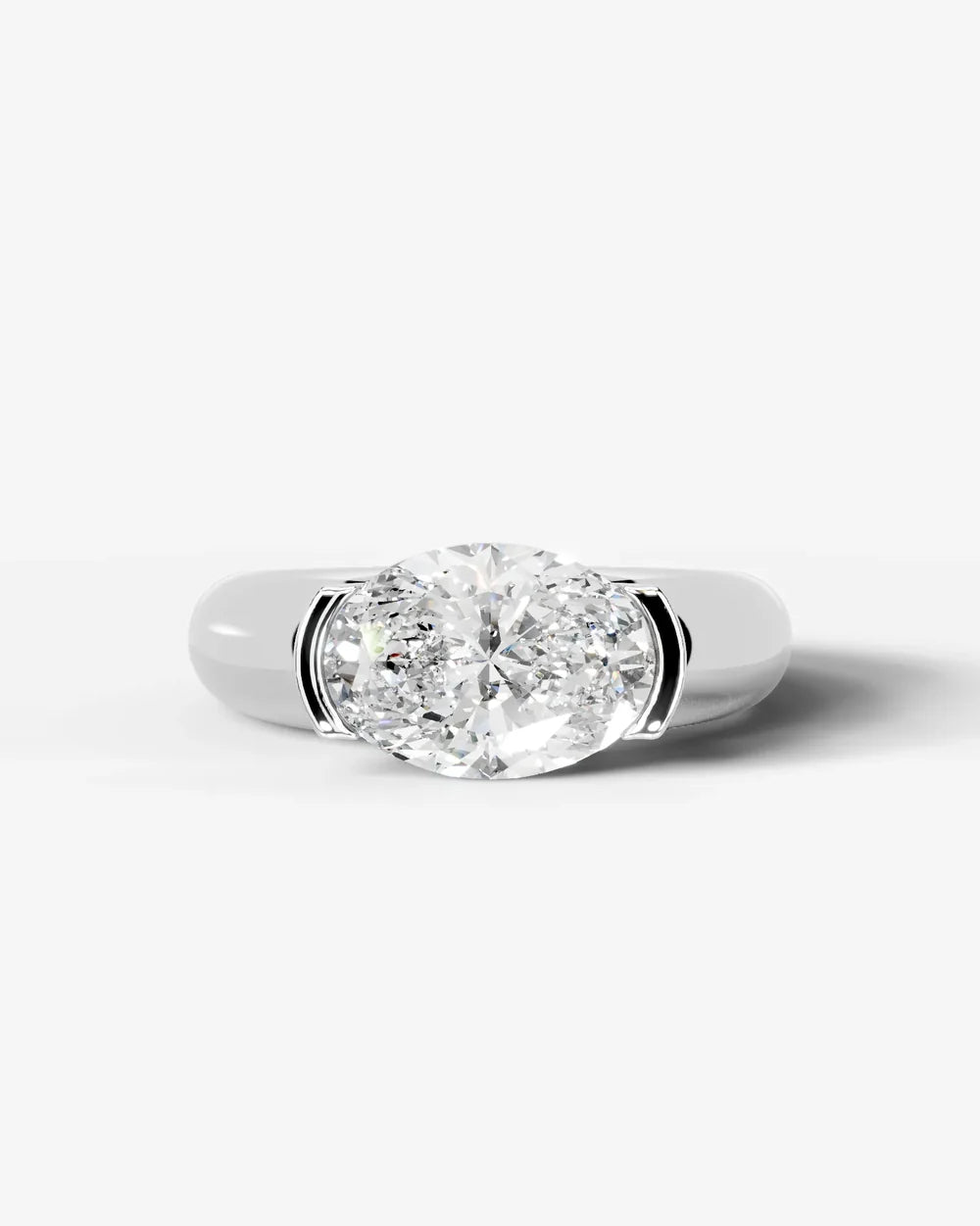 2 Carat Lab Grown Oval Cut Diamond Low-Profile Bezel Ring
