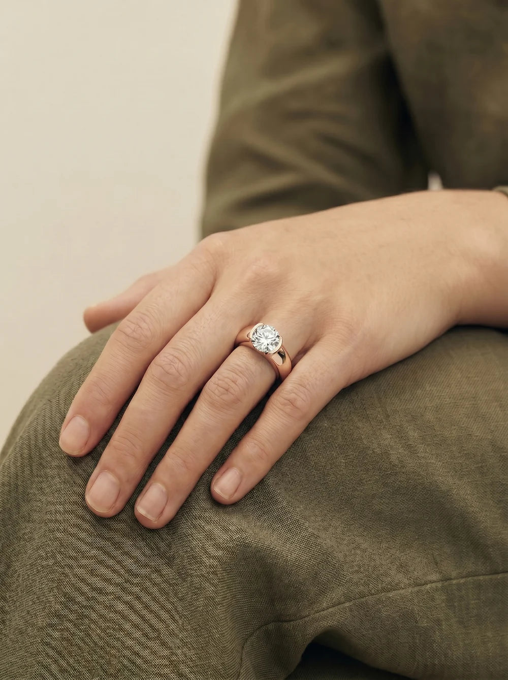 2 Carat Lab Grown Round Cut Diamond Semi-Bezel Solitaire Ring