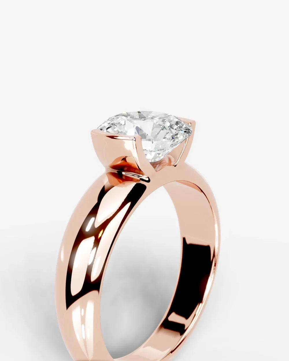 2 Carat Lab Grown Round Cut Diamond Semi-Bezel Solitaire Ring