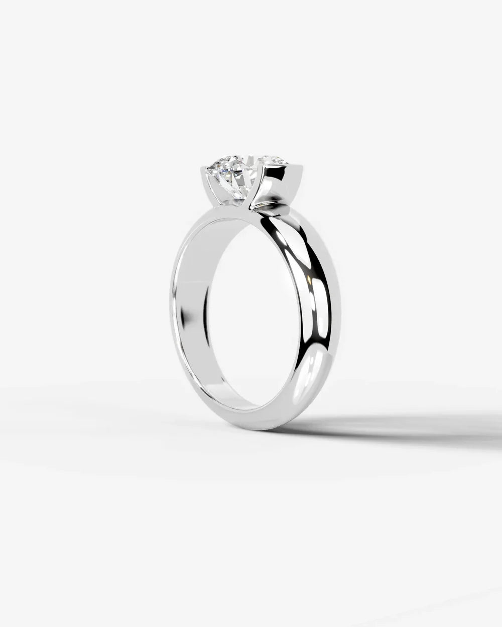 2 Carat Lab Grown Round Cut Diamond Semi-Bezel Solitaire Ring