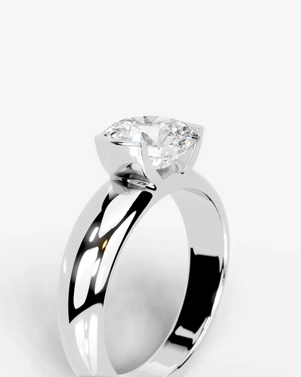 2 Carat Lab Grown Round Cut Diamond Semi-Bezel Solitaire Ring
