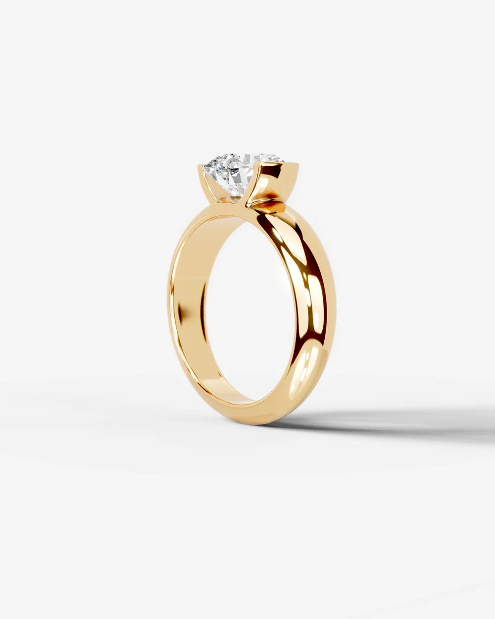 2 Carat Lab Grown Round Cut Diamond Semi-Bezel Solitaire Ring