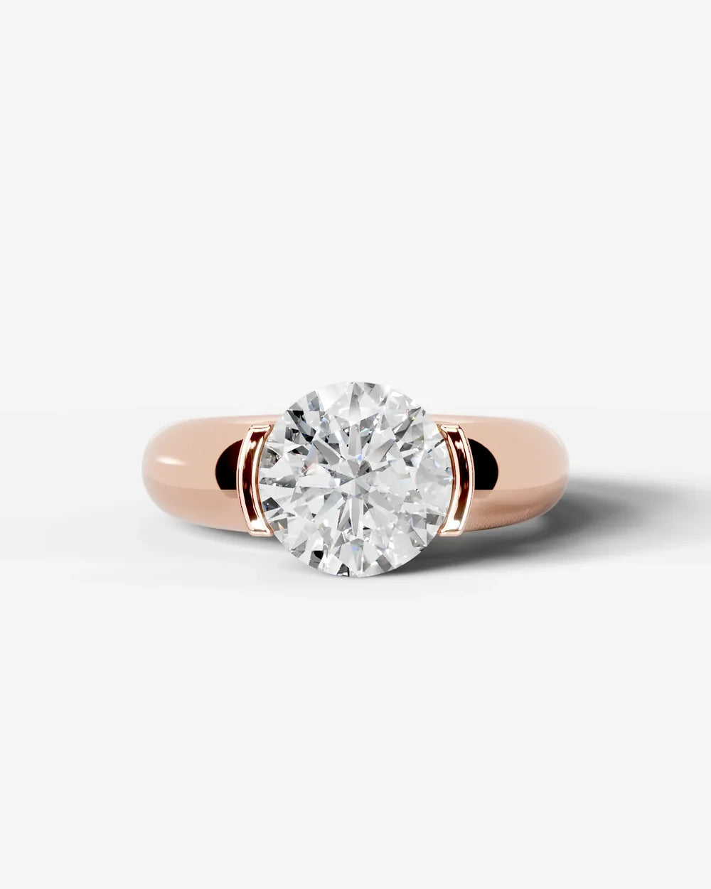 2 Carat Lab Grown Round Cut Diamond Semi-Bezel Solitaire Ring