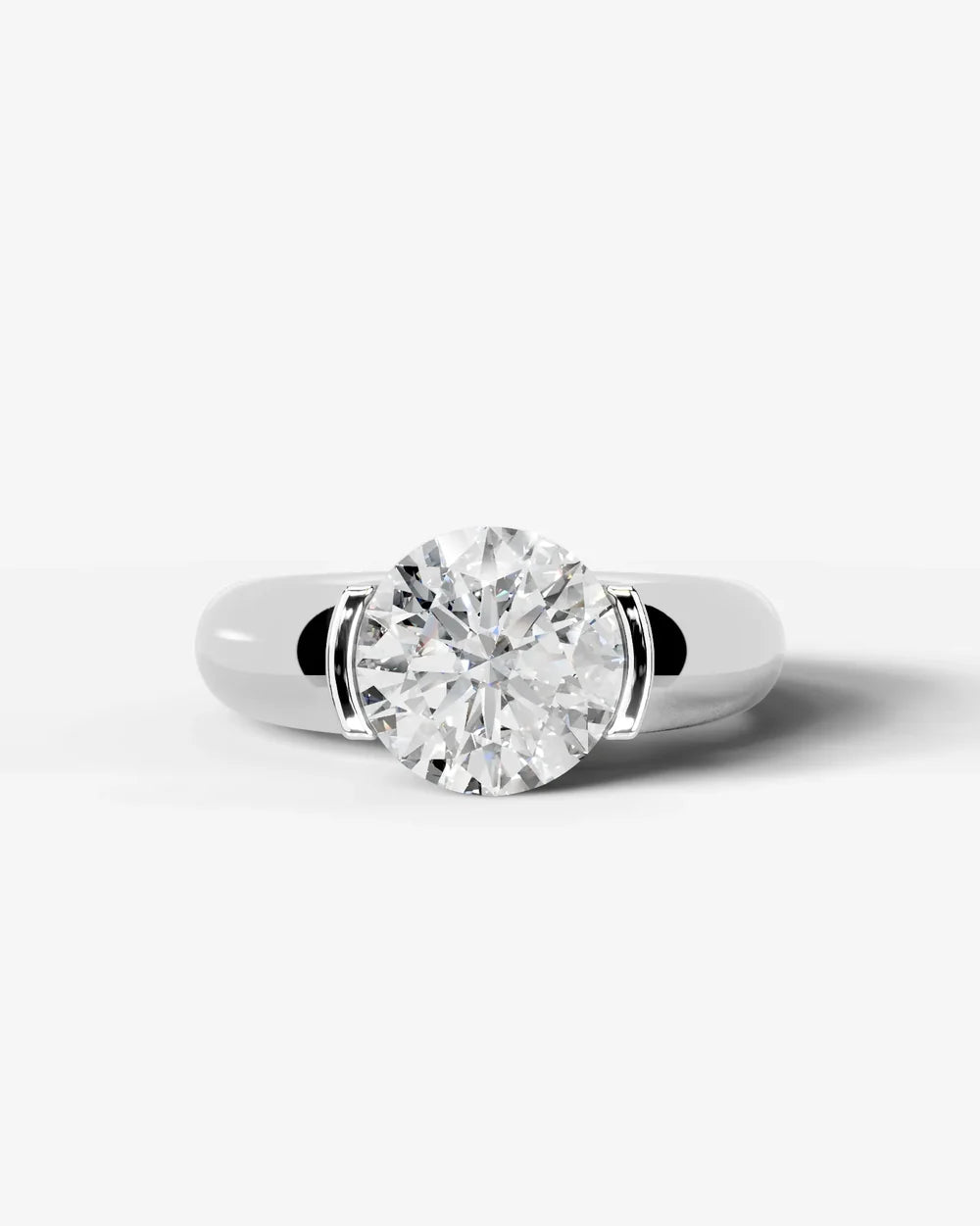 2 Carat Lab Grown Round Cut Diamond Semi-Bezel Solitaire Ring
