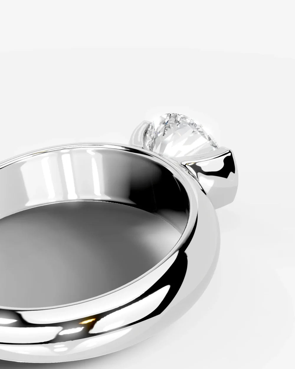 2 Carat Lab Grown Round Cut Diamond Semi-Bezel Solitaire Ring