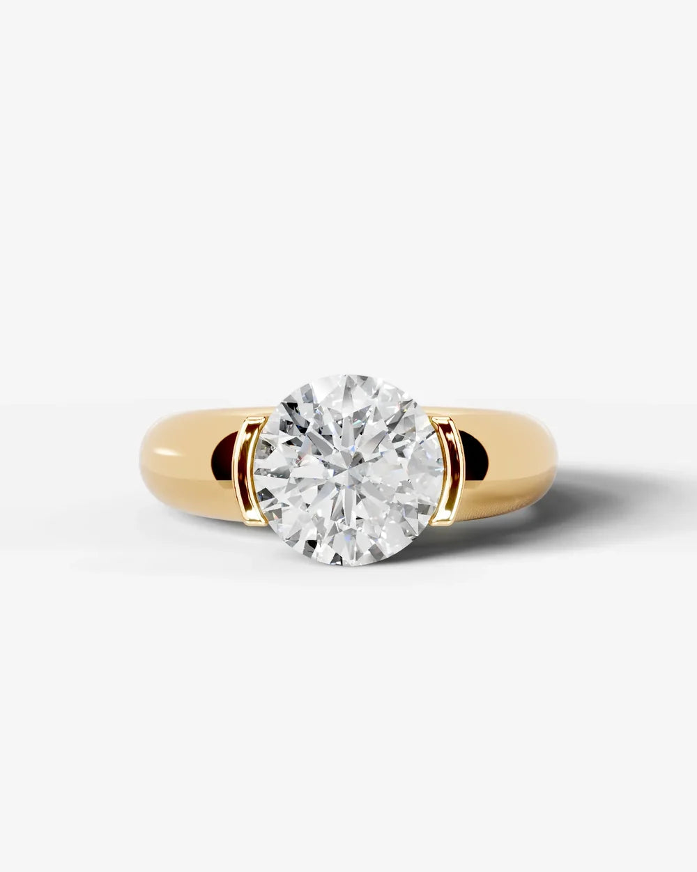 2 Carat Lab Grown Round Cut Diamond Semi-Bezel Solitaire Ring