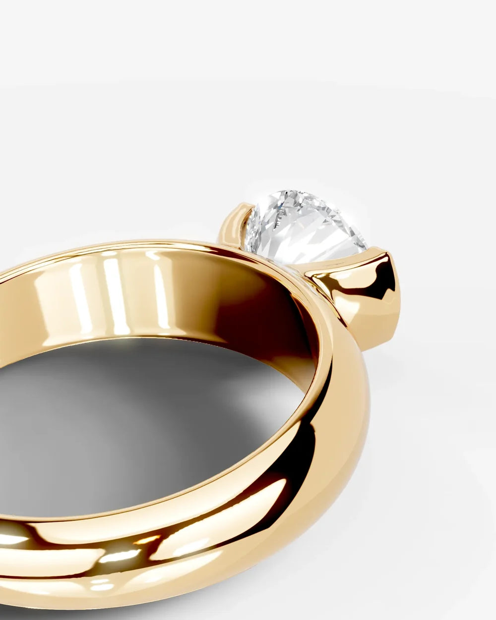 2 Carat Lab Grown Round Cut Diamond Semi-Bezel Solitaire Ring