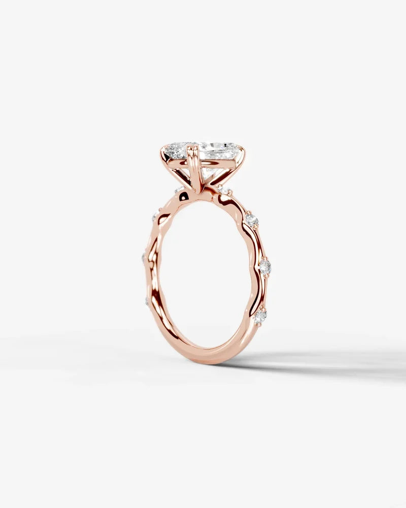 2 Carat Lab Grown Diamond Callista Elongated Cushion Cut Sidestone Engagement Ring