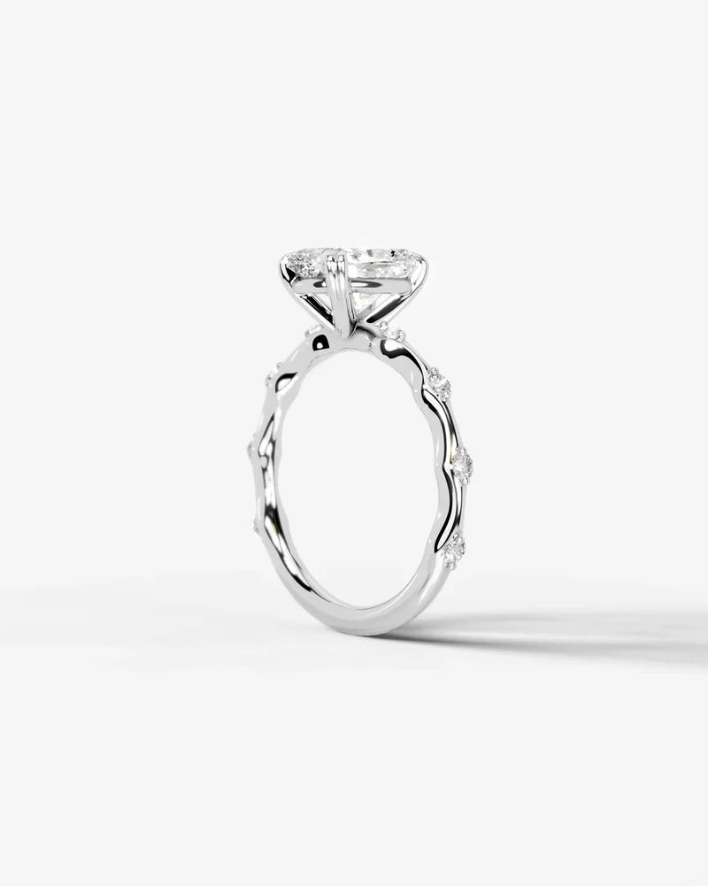 2 Carat Lab Grown Diamond Callista Elongated Cushion Cut Sidestone Engagement Ring
